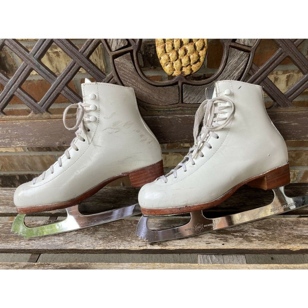 Size 3.5 M Riedell Silver Star 55 Ice Figure Skates MK Blade Leather Soles
